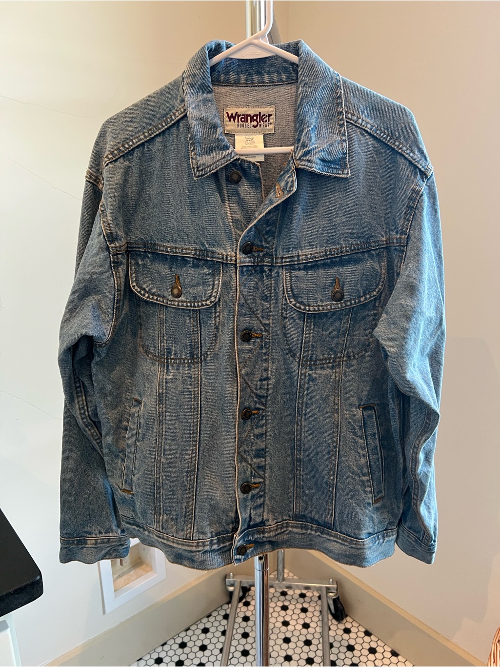 Wrangler Light Blue Denim Jacket With Maroon Logo
